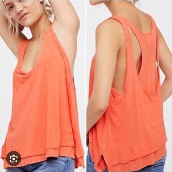 We the Free Karmen Coral Orange Tank Top Size XS - Picture 6 of 6